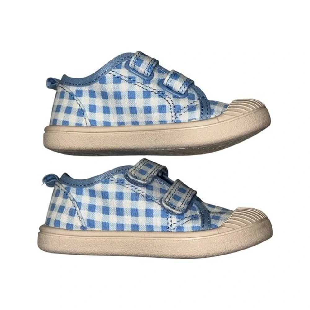 Cat & Jack Shoes Toddler Size 7 Blue Gingham Checked Parker Sneaker Hook & Loop